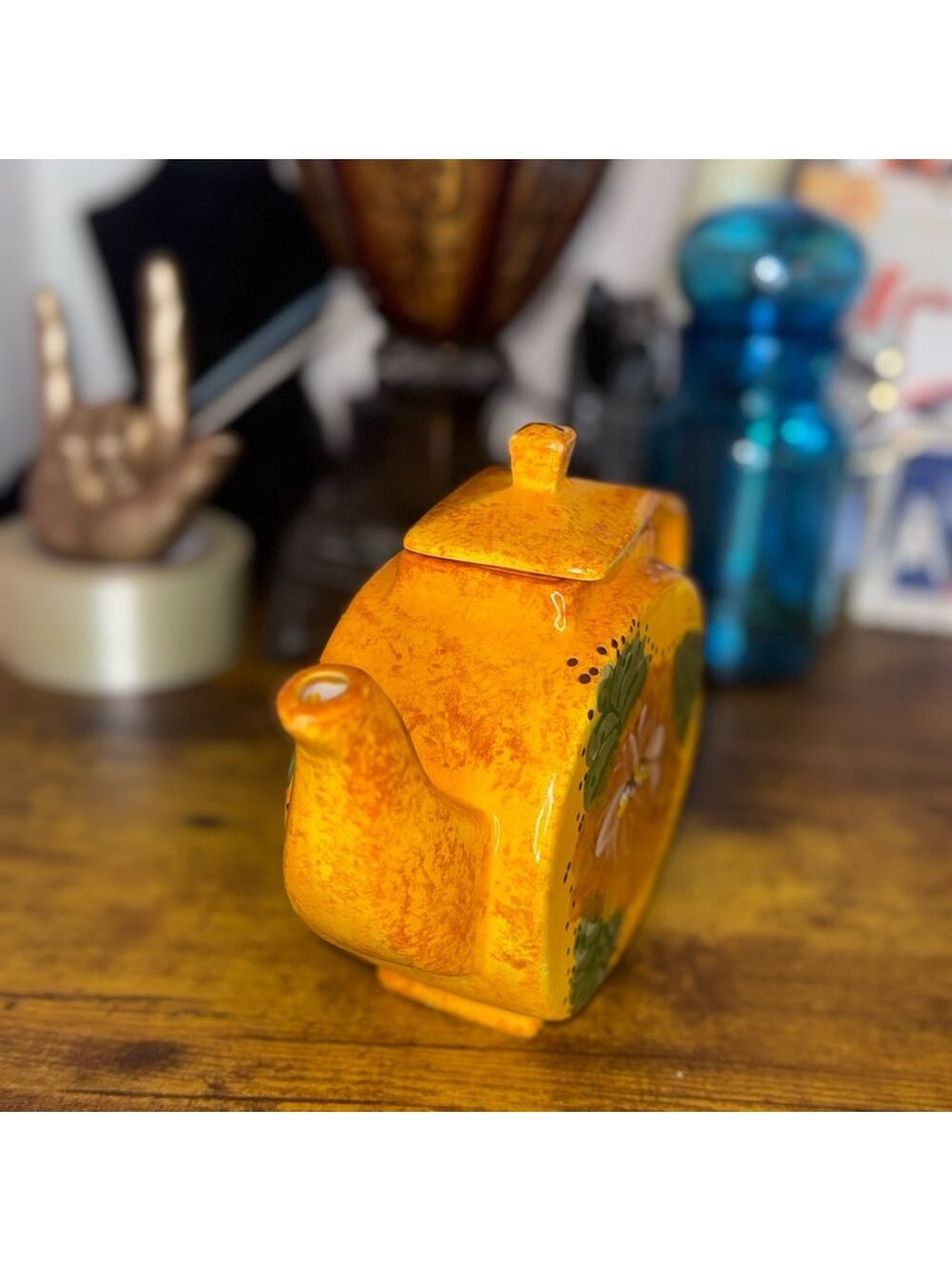 orange Art glazed signed handle spout top
Musty Orange green decorative art - Picture 7 of 10